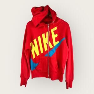 Nike Vintage Womens size Medium Full Zip Spellout Hoodie Jacket Red